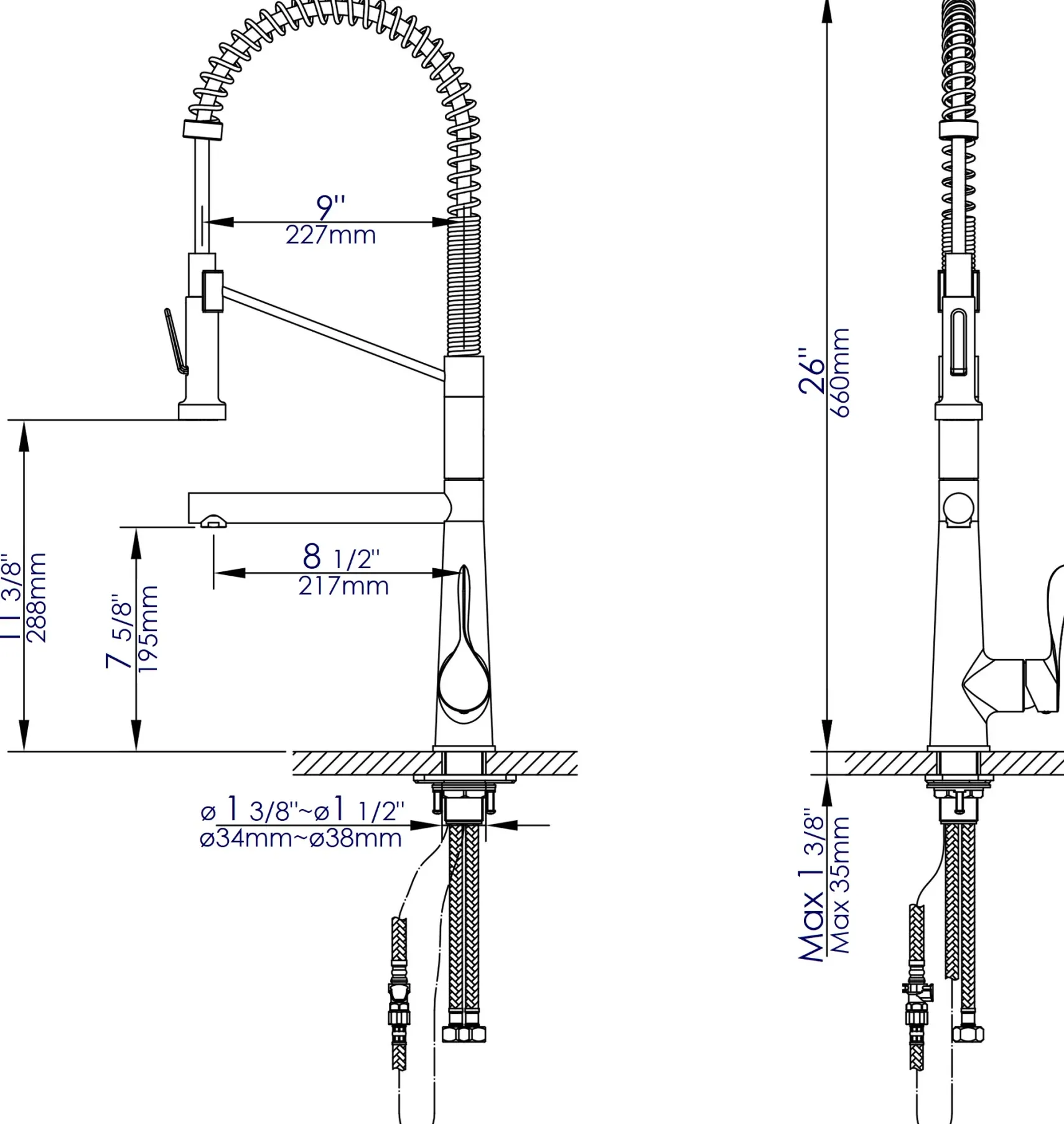 ALFI brand 1.7 GPM Lever Gooseneck Double Spout Touch Kitchen Faucet, Modern, Gray, Brushed Nickel, ABKF3787-BN