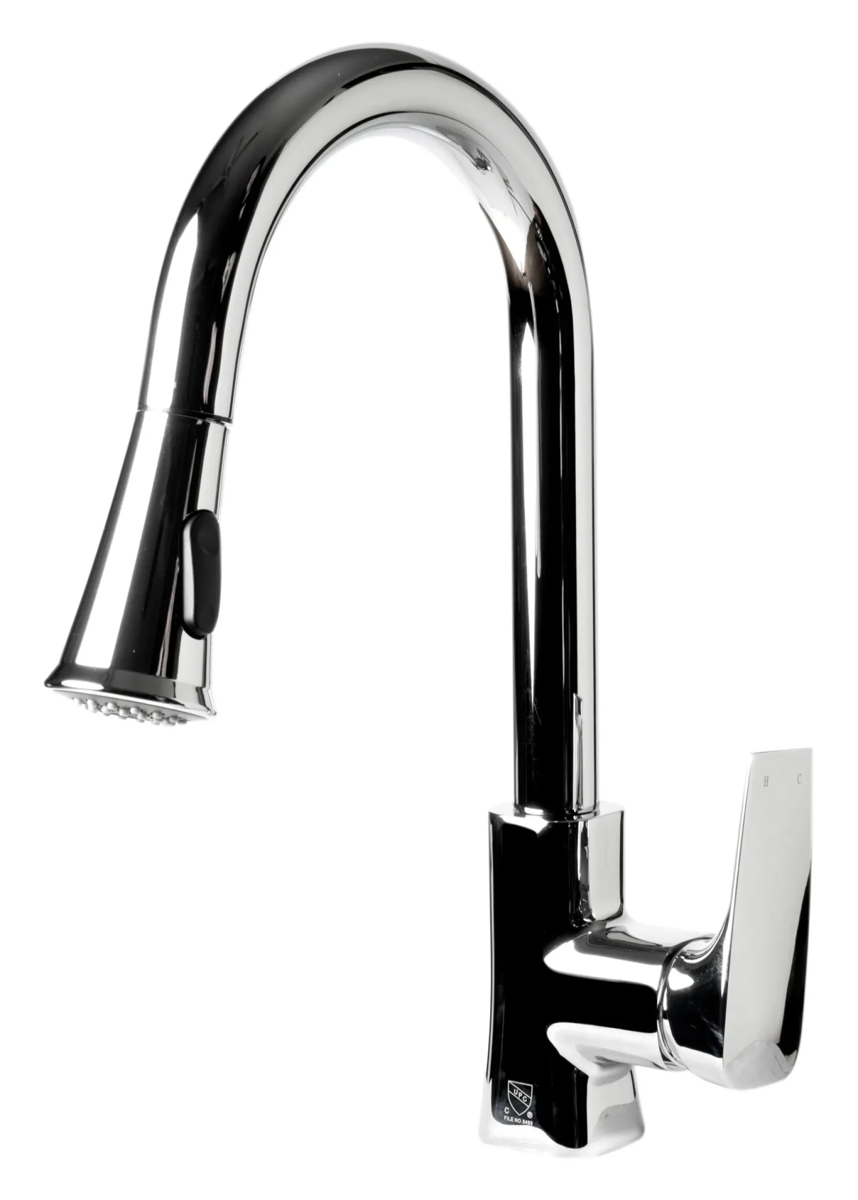 ALFI brand 1.8 GPM Lever Gooseneck Spout Touch Kitchen Faucet, Modern, Gray, Pull Down, Polished Chrome, ABKF3889-PC