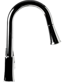 ALFI brand 1.8 GPM Lever Gooseneck Spout Touch Kitchen Faucet, Modern, Gray, Pull Down, Polished Chrome, ABKF3889-PC