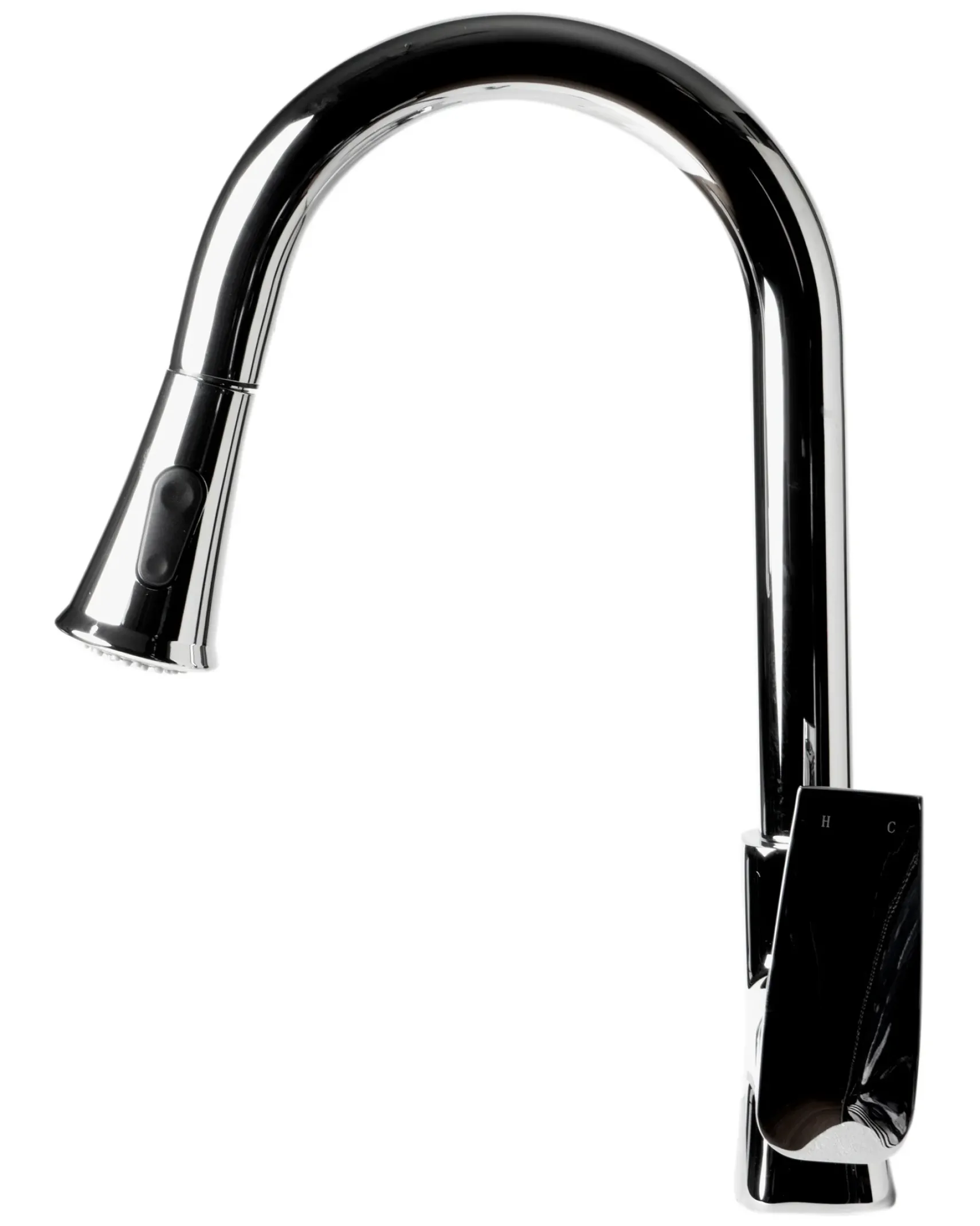ALFI brand 1.8 GPM Lever Gooseneck Spout Touch Kitchen Faucet, Modern, Gray, Pull Down, Polished Chrome, ABKF3889-PC