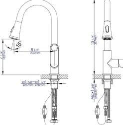 ALFI brand 1.8 GPM Lever Gooseneck Spout Touch Kitchen Faucet, Modern, Gray, Pull Down, Polished Chrome, ABKF3480-PC
