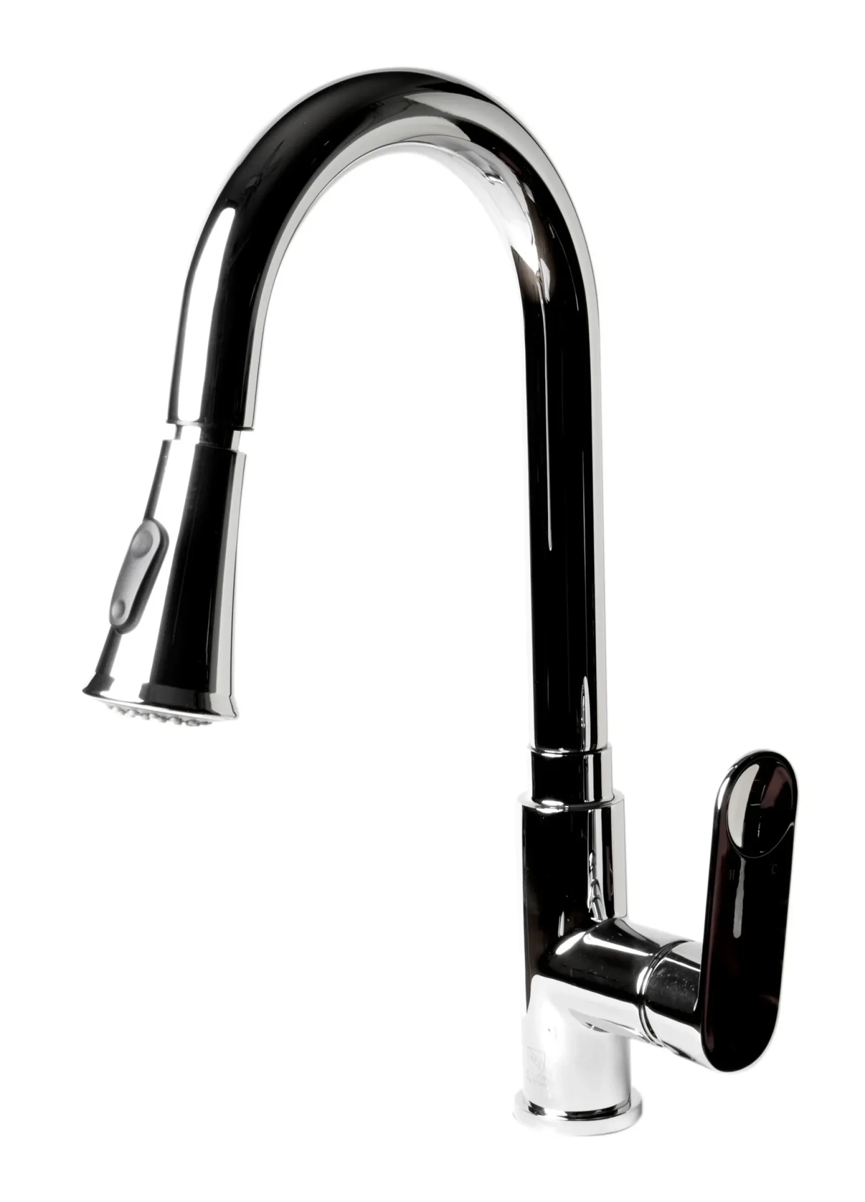 ALFI brand 1.8 GPM Lever Gooseneck Spout Touch Kitchen Faucet, Modern, Gray, Pull Down, Polished Chrome, ABKF3480-PC