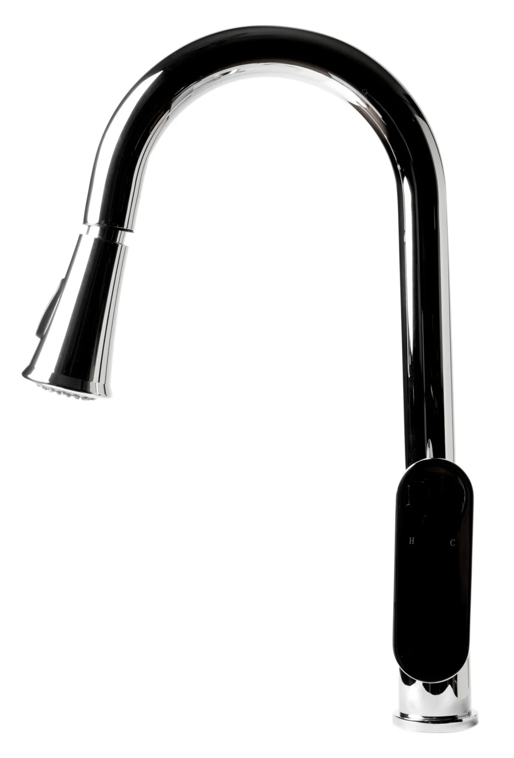 ALFI brand 1.8 GPM Lever Gooseneck Spout Touch Kitchen Faucet, Modern, Gray, Pull Down, Polished Chrome, ABKF3480-PC