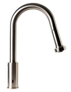 ALFI brand 1.66 GPM Lever Gooseneck Spout Touchless Kitchen Faucet, Modern, Gray, Pull Down, Brushed Nickel, ABKF3262-BN