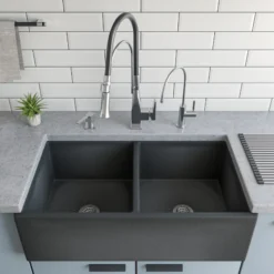 ALFI brand 1.8 GPM Lever Gooseneck Spout Touch Kitchen Faucet, Modern, Gray, Brushed Nickel, ABKF3023-BN