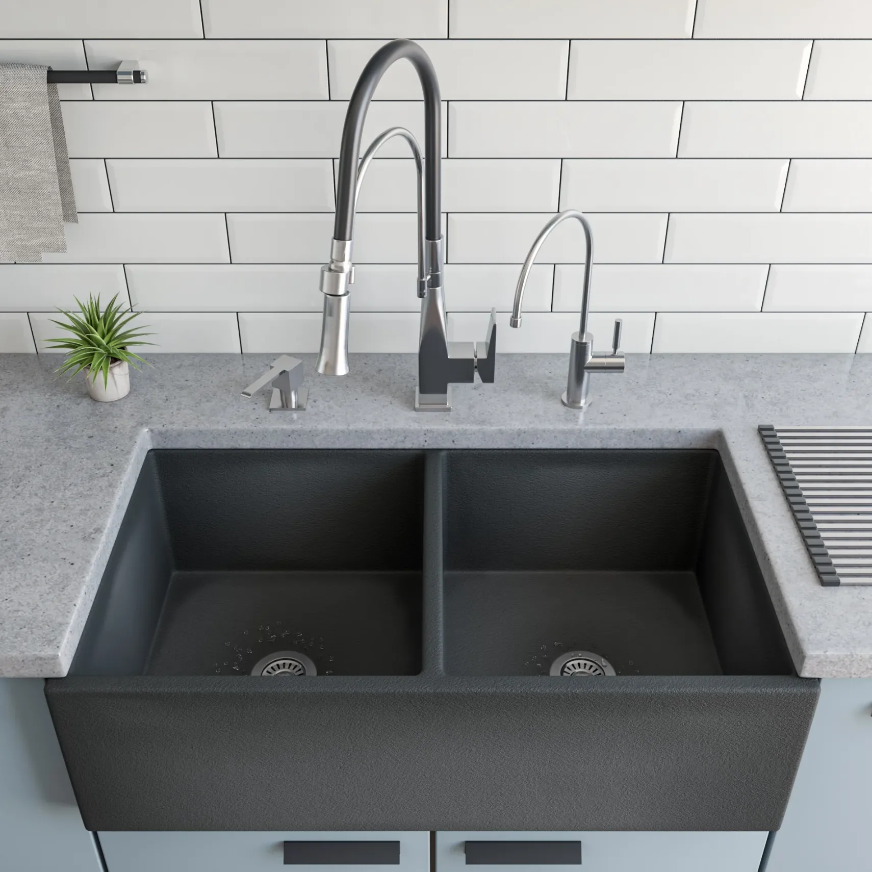 ALFI brand 1.8 GPM Lever Gooseneck Spout Touch Kitchen Faucet, Modern, Gray, Brushed Nickel, ABKF3023-BN