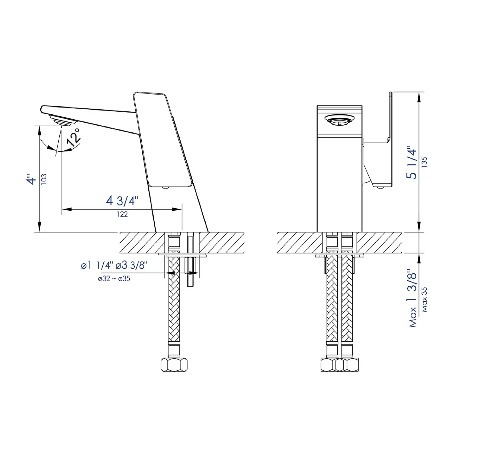 ALFI brand 1.2 GPM Lever Straight Spout Bathroom Faucet, Modern, Black Matte, AB1470-BM