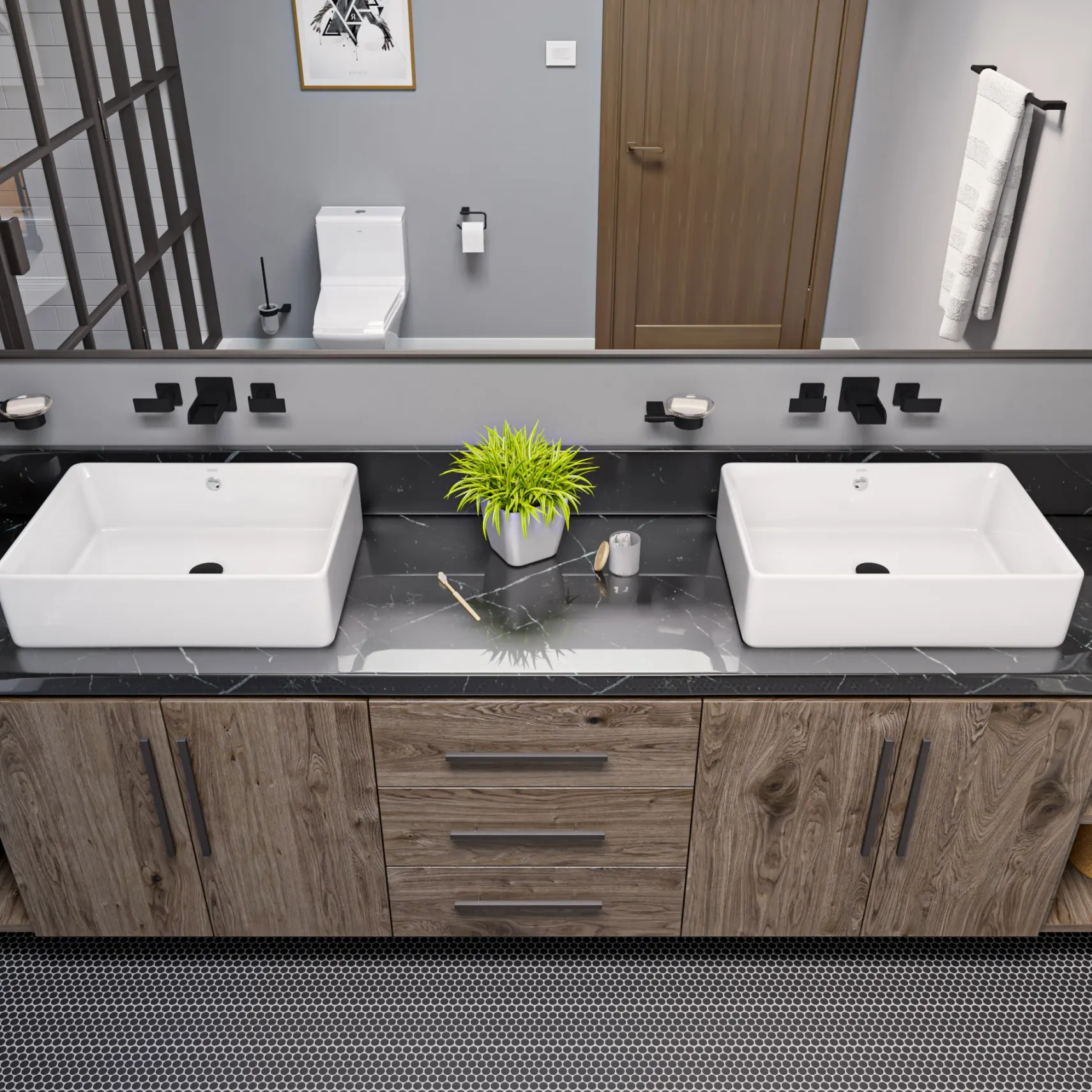 ALFI brand 1.2 GPM Lever Waterfall Spout Bathroom Faucet, Modern, Black Matte, AB1796-BM