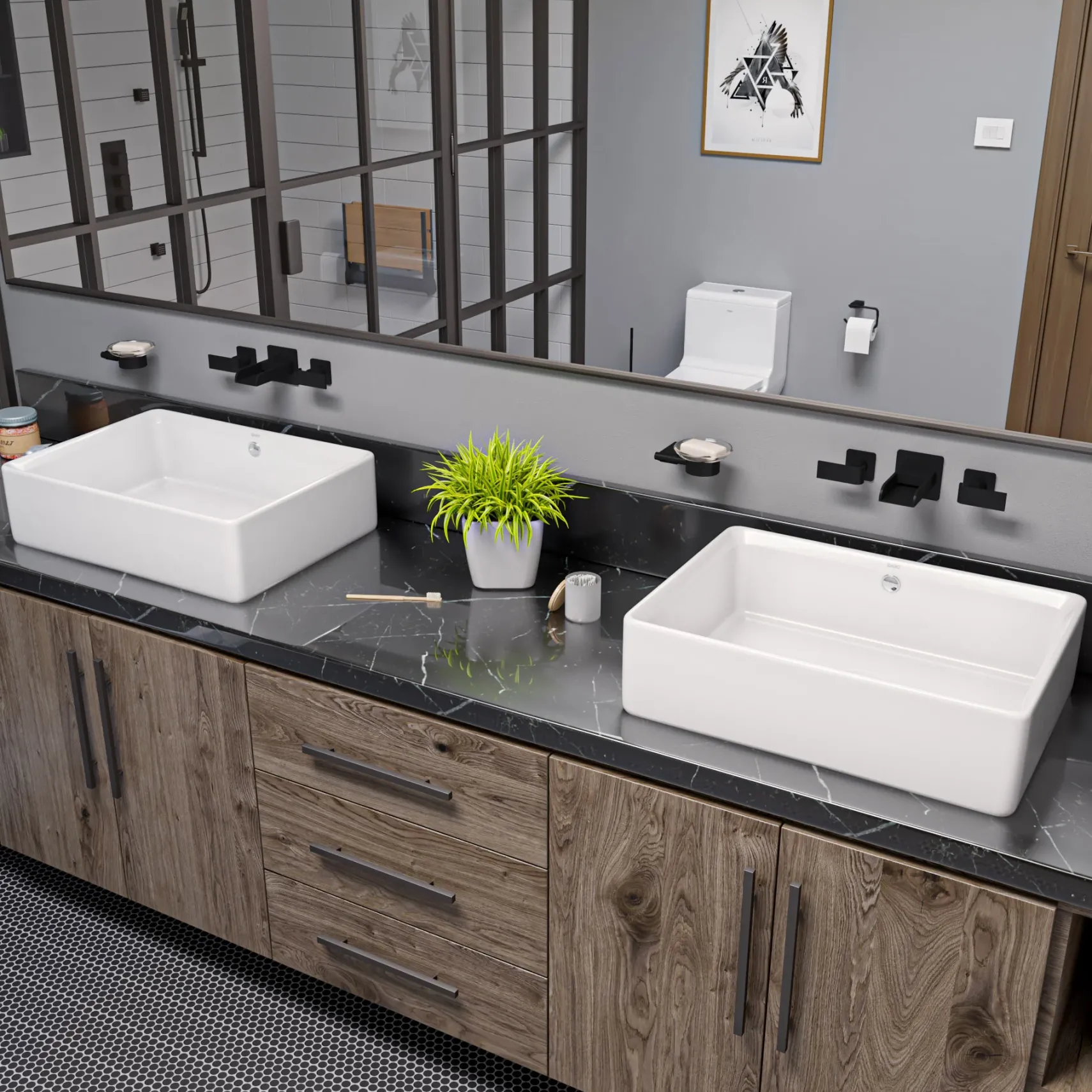 ALFI brand 1.2 GPM Lever Waterfall Spout Bathroom Faucet, Modern, Black Matte, AB1796-BM