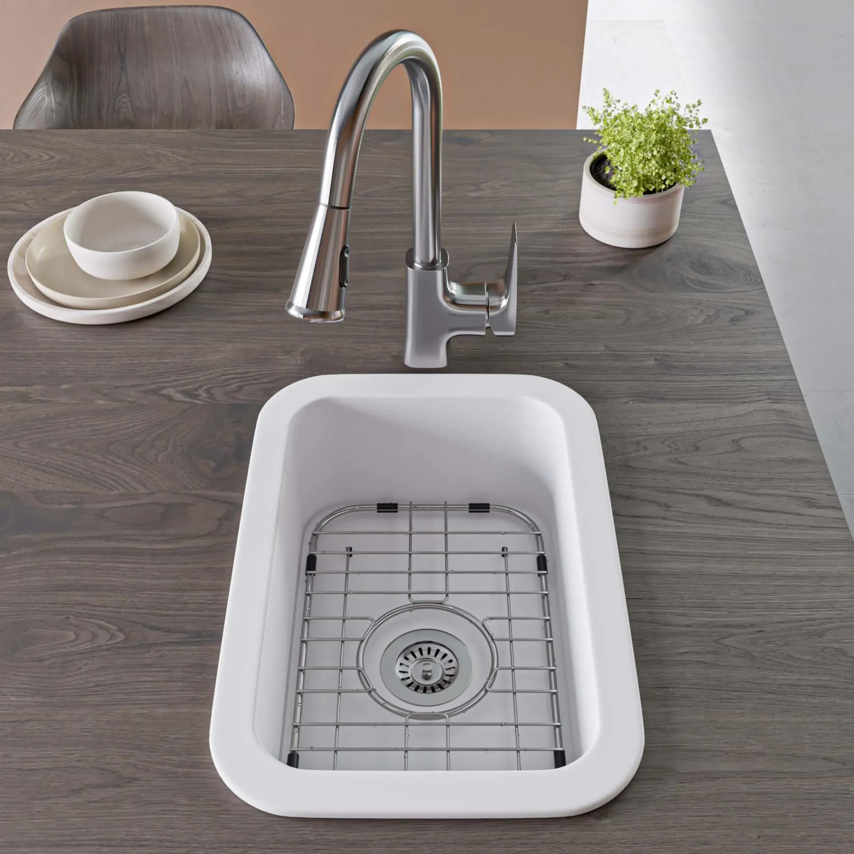 ALFI brand 19" Rectangle Fireclay Bar/Prep Sink, White, ABF1319UD-W