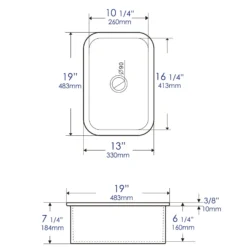 ALFI brand 19" Rectangle Fireclay Bar/Prep Sink, Black Matte, ABF1319UD-BM