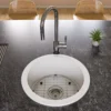 ALFI brand 19" Round Fireclay Bar/Prep Sink, White, ABF1818R-W