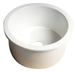 ALFI brand 19" Round Fireclay Bar/Prep Sink, White, ABF1818R-W