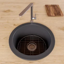 ALFI brand 19" Round Fireclay Bar/Prep Sink, Black Matte, ABF1818R-BM