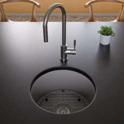 ALFI brand 19" Round Fireclay Bar/Prep Sink, Gray Matte, ABF1818R-GM