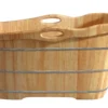 ALFI brand 57" Rubber Wood Free Standing Oval Soaking Bathtub, Natural Wood, AB1187