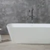 ALFI brand 68" Solid Surface Smooth Resin Free Standing Rectangle Soaking Bathtub, White Matte, AB9952