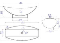 ALFI brand 71" Solid Surface Resin Free Standing Oval Bathtub, Hammock Style, Black Matte, AB9991BM