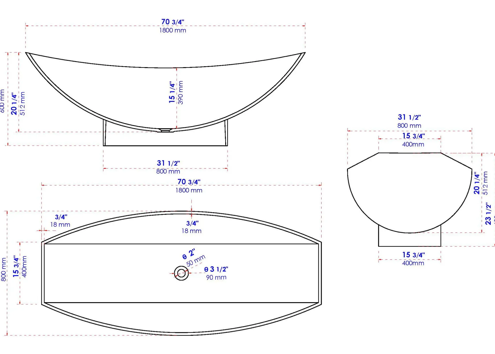 ALFI brand 71" Solid Surface Resin Free Standing Oval Bathtub, Hammock Style, Black Matte, AB9991BM