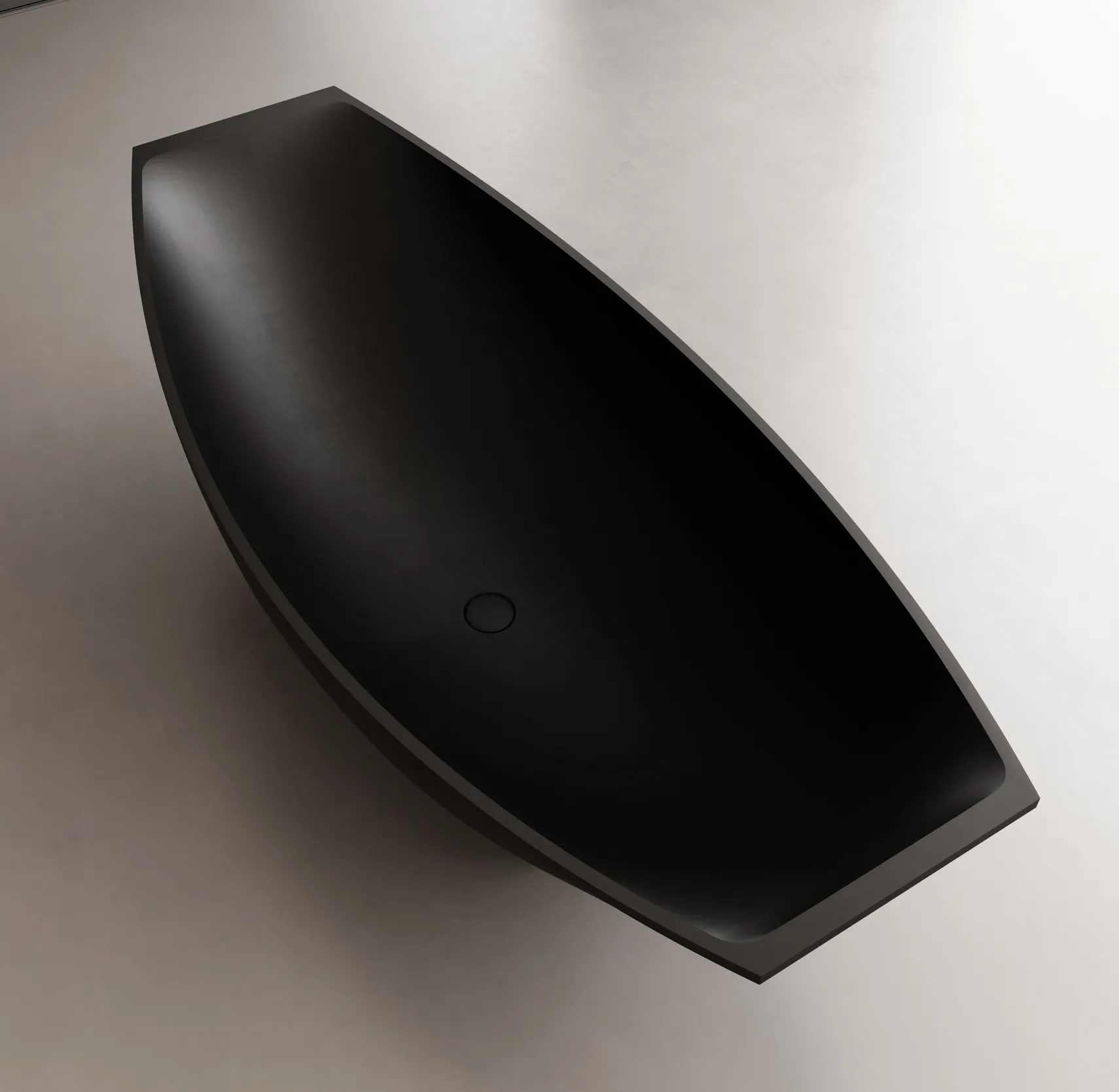 ALFI brand 71" Solid Surface Resin Free Standing Oval Bathtub, Hammock Style, Black Matte, AB9991BM