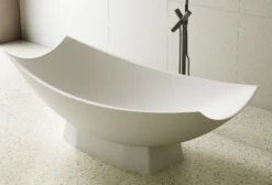 ALFI brand 71" Solid Surface Resin Free Standing Oval Bathtub, Hammock Style, White Matte, AB9992