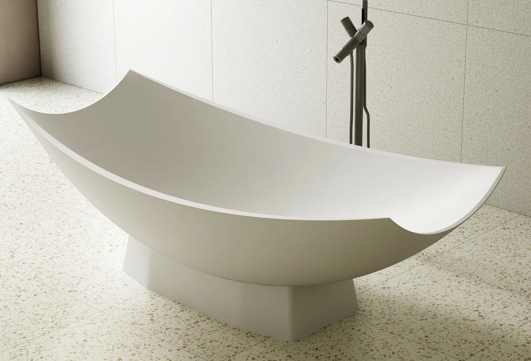 ALFI brand 71" Solid Surface Resin Free Standing Oval Bathtub, Hammock Style, White Matte, AB9992