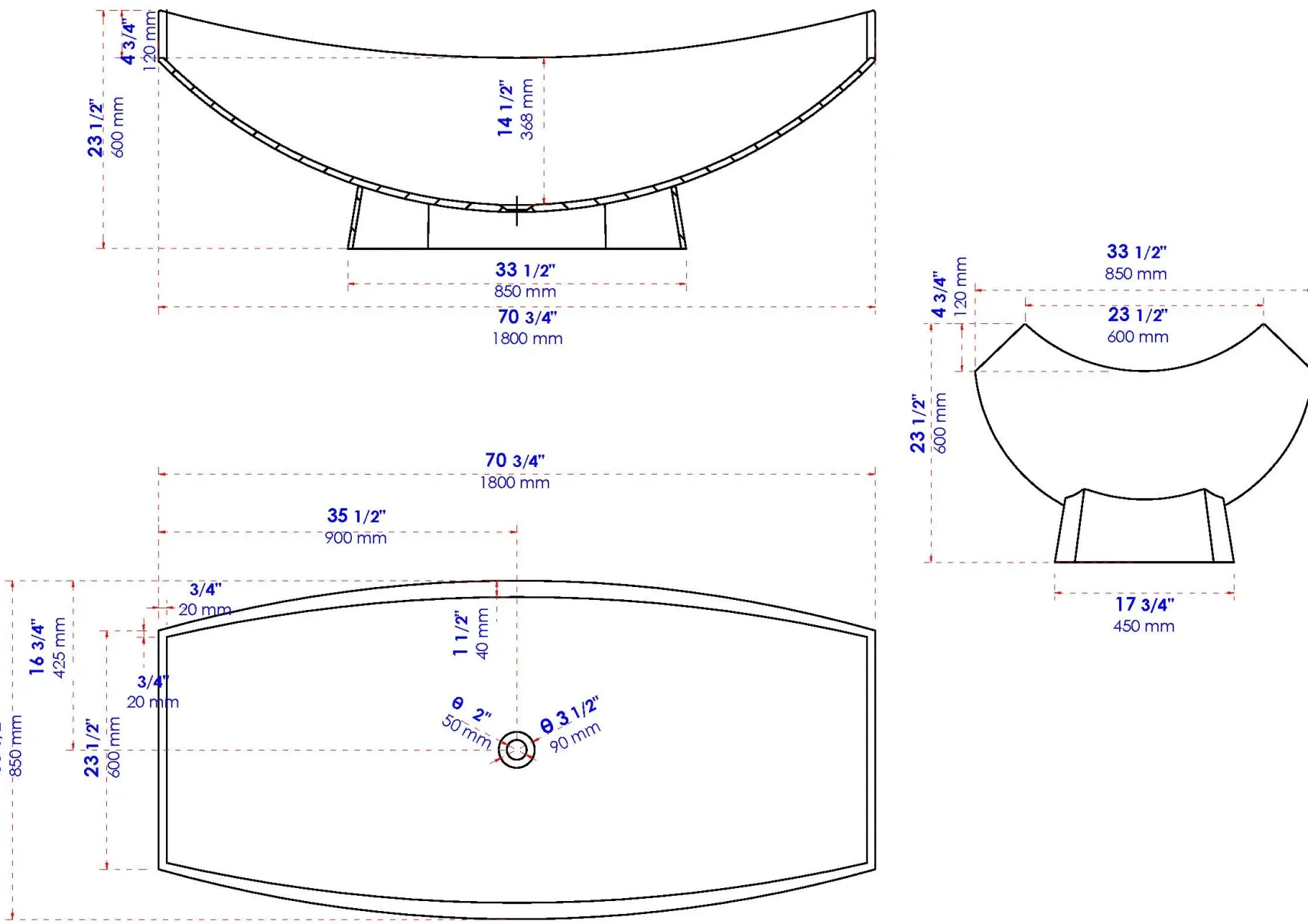 ALFI brand 71" Solid Surface Resin Free Standing Oval Bathtub, Hammock Style, White Matte, AB9992