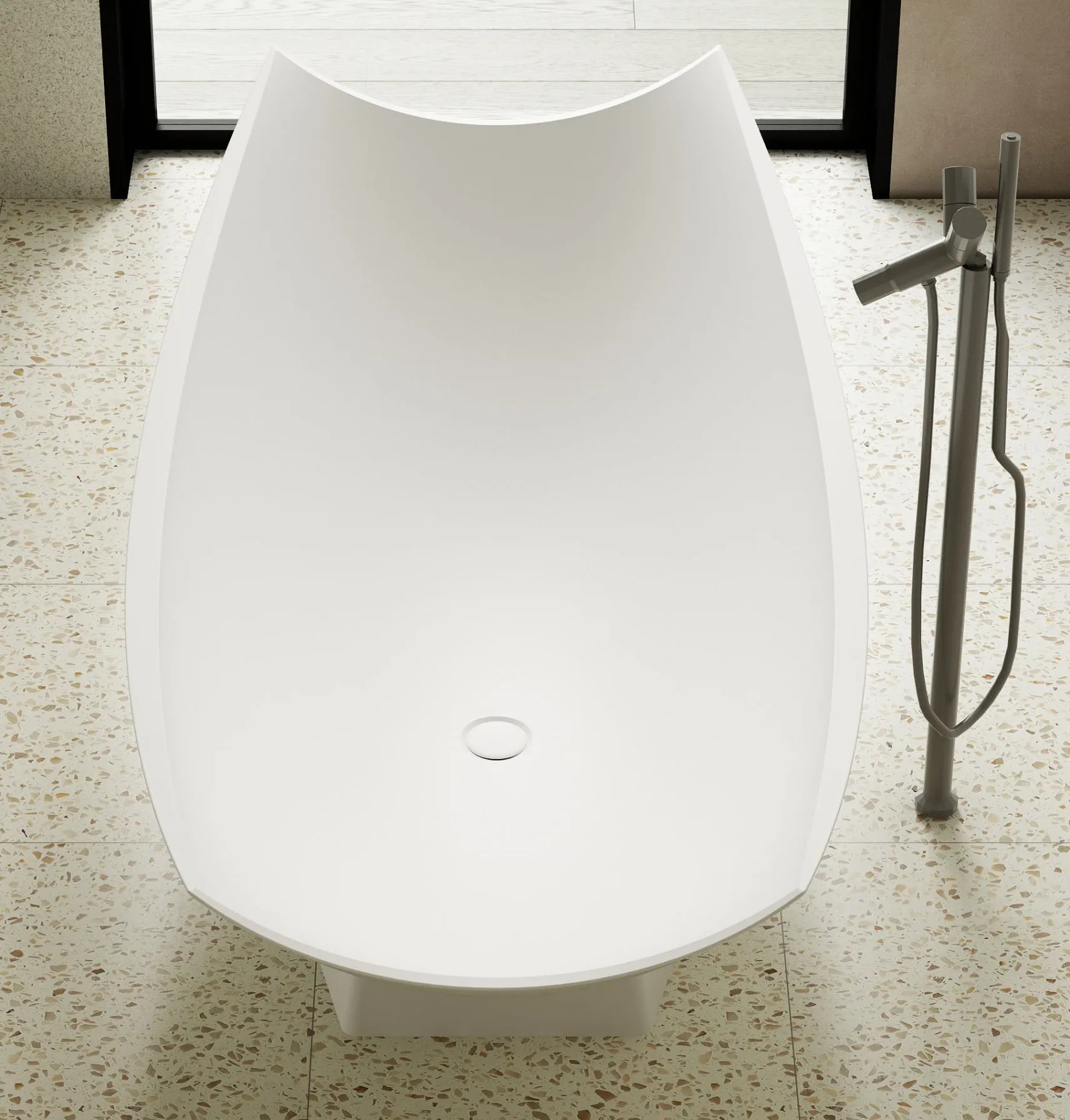 ALFI brand 71" Solid Surface Resin Free Standing Oval Bathtub, Hammock Style, White Matte, AB9992