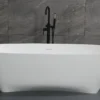 ALFI brand 68" Solid Surface Resin Free Standing Rectangle Bathtub, White Matte, AB9980
