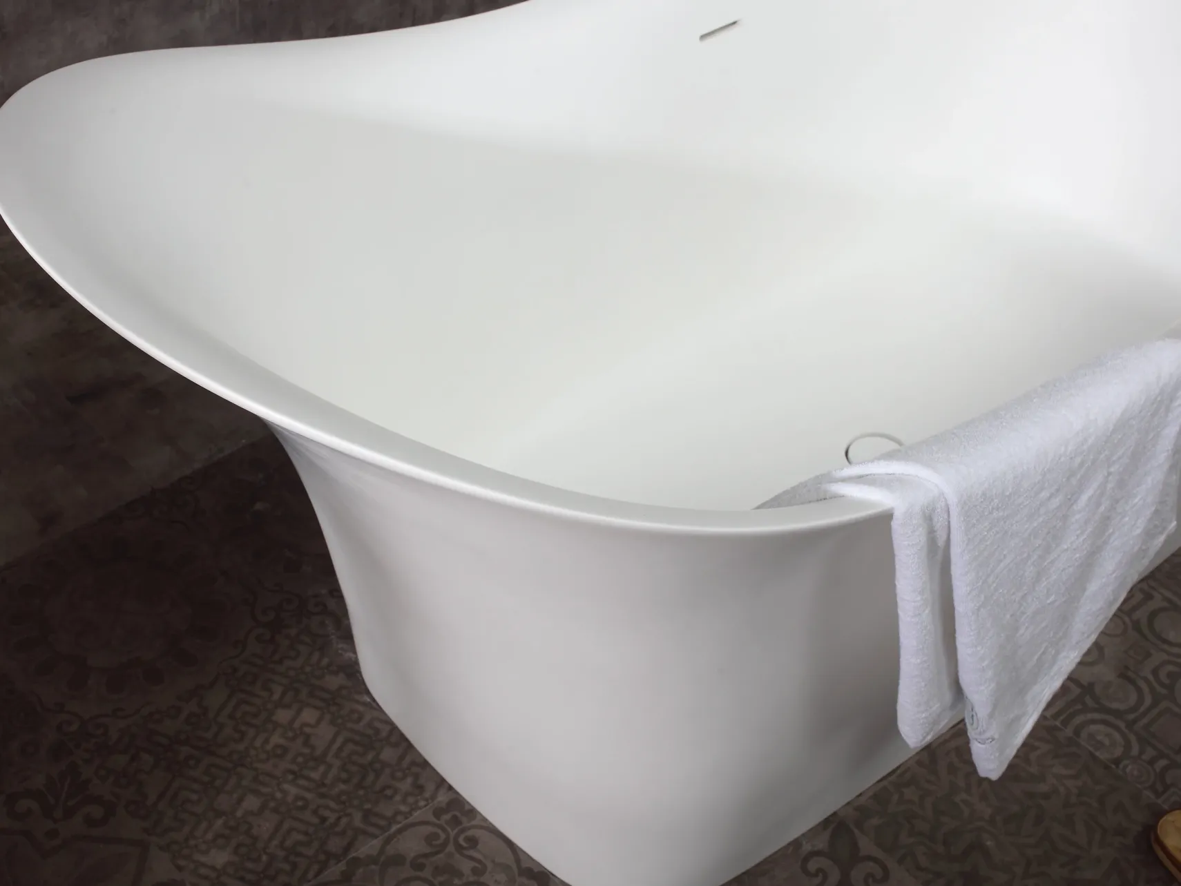 ALFI brand 74" Solid Surface Smooth Resin Free Standing Oval Soaking Bathtub, White Matte, AB9915