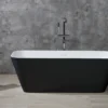 ALFI brand 68" Solid Surface Resin Free Standing Rectangle Soaking Bathtub, Black & White, AB9952BM