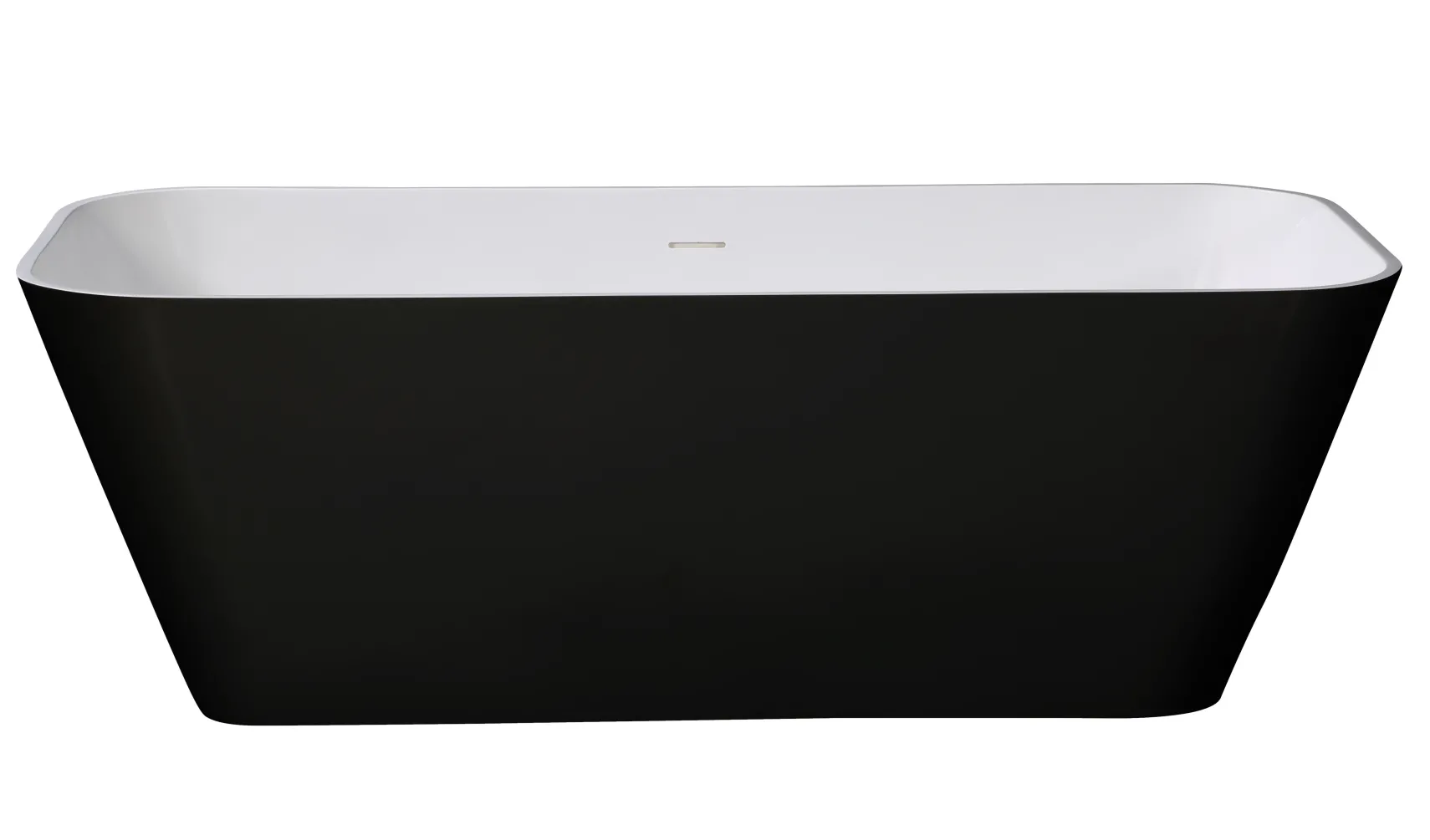 ALFI brand 68" Solid Surface Resin Free Standing Rectangle Soaking Bathtub, Black & White, AB9952BM