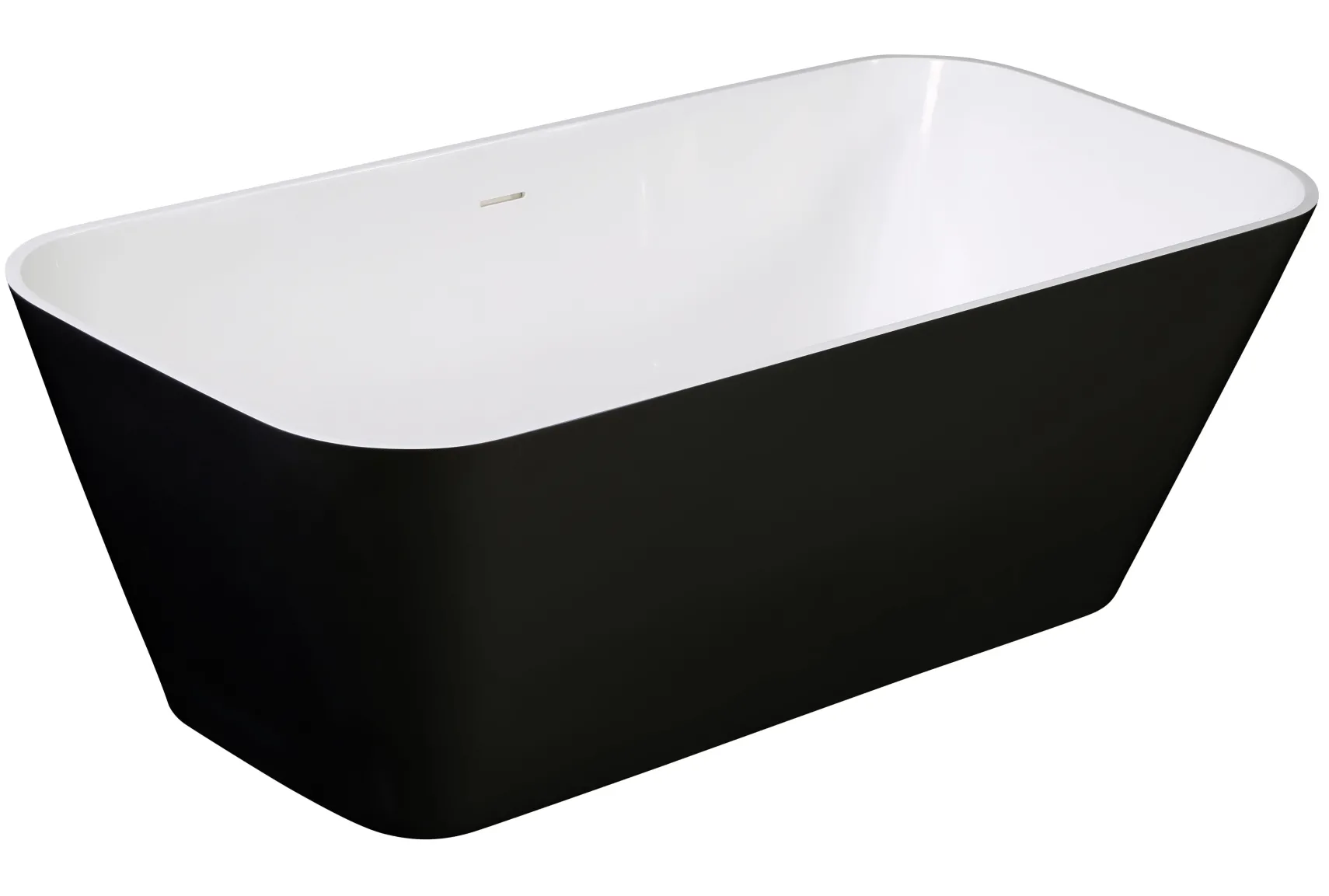 ALFI brand 68" Solid Surface Resin Free Standing Rectangle Soaking Bathtub, Black & White, AB9952BM