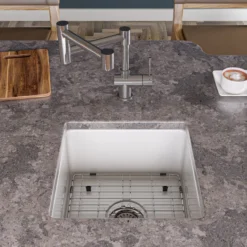 ALFI brand 18" Square Fireclay Bar/Prep Sink, White, ABF1818S-W