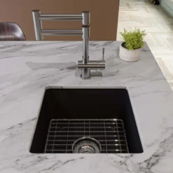 ALFI brand 18" Square Fireclay Bar/Prep Sink, Black Matte, ABF1818S-BM