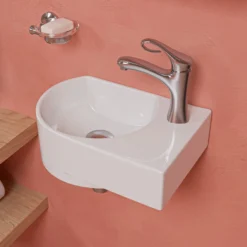 ALFI brand 16" x 10.63" Oval Wall Mount Porcelain Bathroom Sink, White, 1 Faucet Hole, ABC119