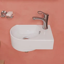 ALFI brand 16" x 10.63" Oval Wall Mount Porcelain Bathroom Sink, White, 1 Faucet Hole, ABC119