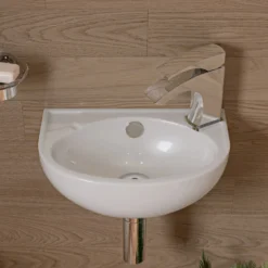 ALFI brand 14.13" x 9.5" Oval Wall Mount Porcelain Bathroom Sink, White, 1 Faucet Hole, ABC118
