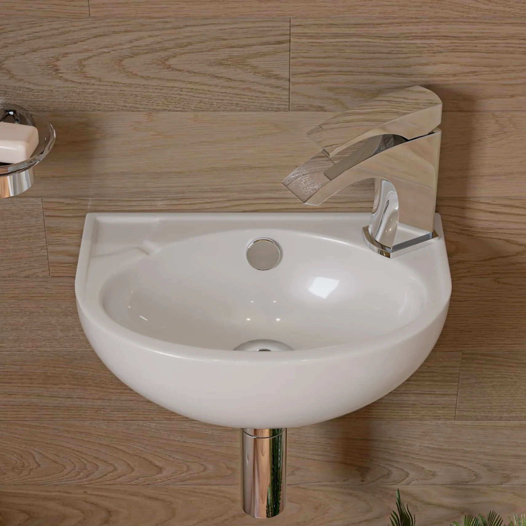 ALFI brand 14.13" x 9.5" Oval Wall Mount Porcelain Bathroom Sink, White, 1 Faucet Hole, ABC118