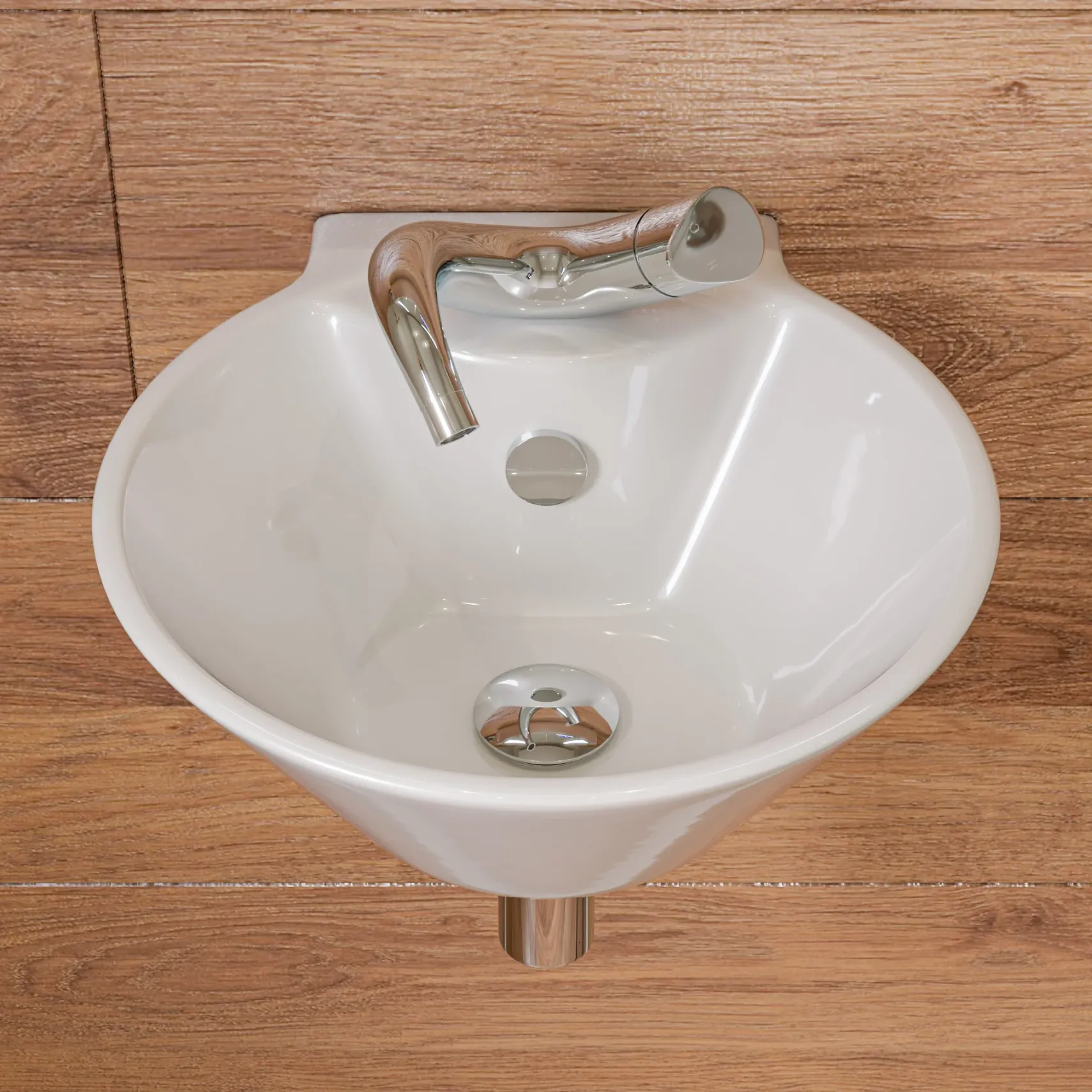 ALFI brand 16.38" x 16.88" Oval Wall Mount Porcelain Bathroom Sink, White, 1 Faucet Hole, ABC113