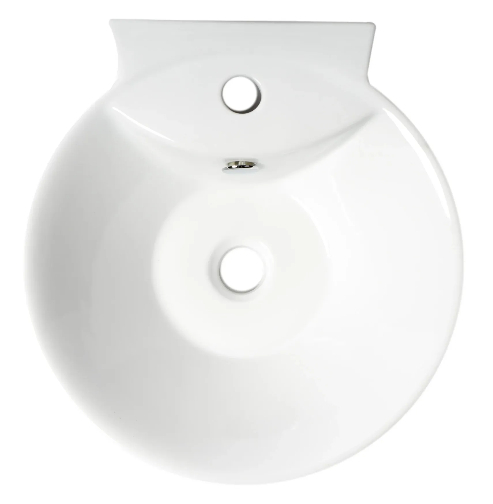 ALFI brand 16.38" x 16.88" Oval Wall Mount Porcelain Bathroom Sink, White, 1 Faucet Hole, ABC113