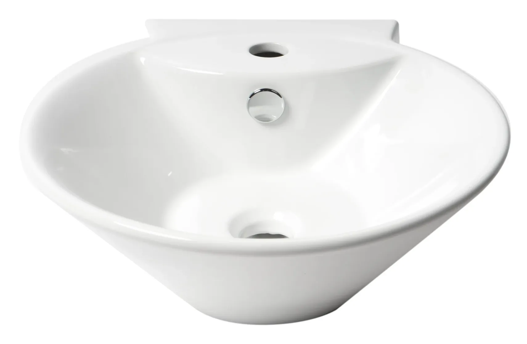 ALFI brand 16.38" x 16.88" Oval Wall Mount Porcelain Bathroom Sink, White, 1 Faucet Hole, ABC113