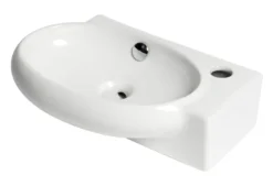 ALFI brand 16.75" x 10.38" Oval Wall Mount Porcelain Bathroom Sink, White, 1 Faucet Hole, ABC117