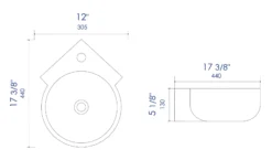 ALFI brand 17.38" x 12" Oval Wall Mount Porcelain Bathroom Sink, White, 1 Faucet Hole, ABC121