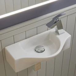 ALFI brand 17.75" x 9.88" Rectangle Wall Mount Porcelain Bathroom Sink, White, 1 Faucet Hole, ABC114