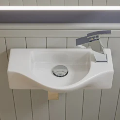 ALFI brand 17.75" x 9.88" Rectangle Wall Mount Porcelain Bathroom Sink, White, 1 Faucet Hole, ABC114