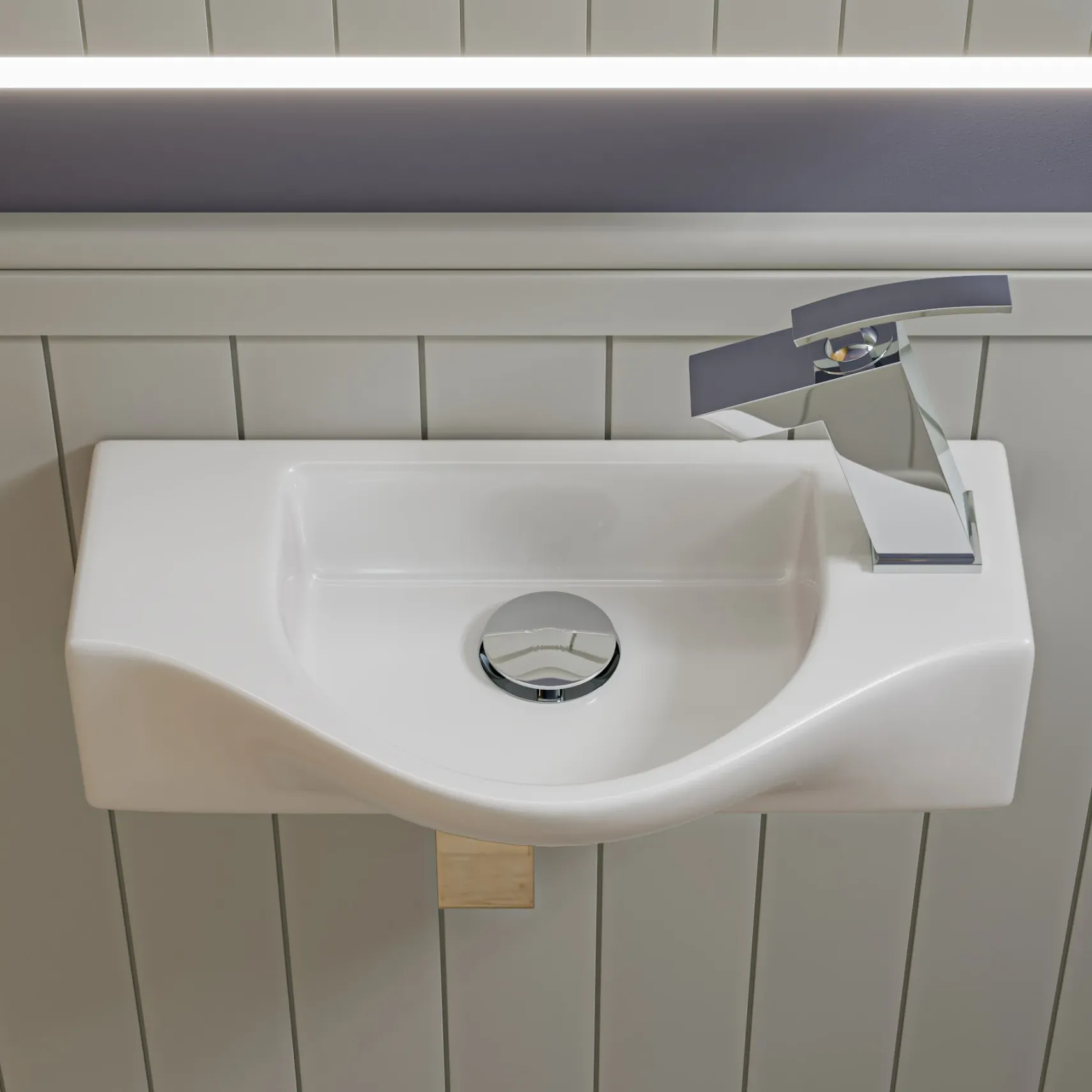 ALFI brand 17.75" x 9.88" Rectangle Wall Mount Porcelain Bathroom Sink, White, 1 Faucet Hole, ABC114