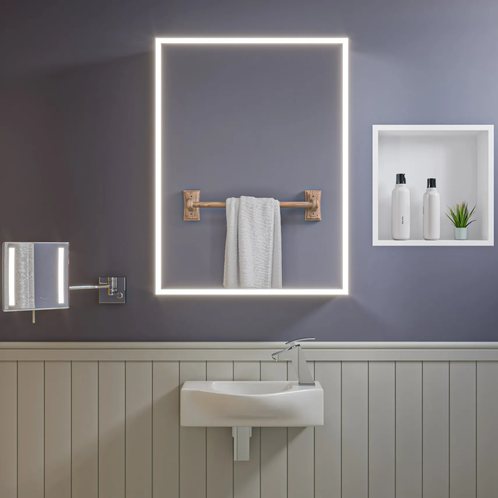 ALFI brand 17.75" x 9.88" Rectangle Wall Mount Porcelain Bathroom Sink, White, 1 Faucet Hole, ABC114