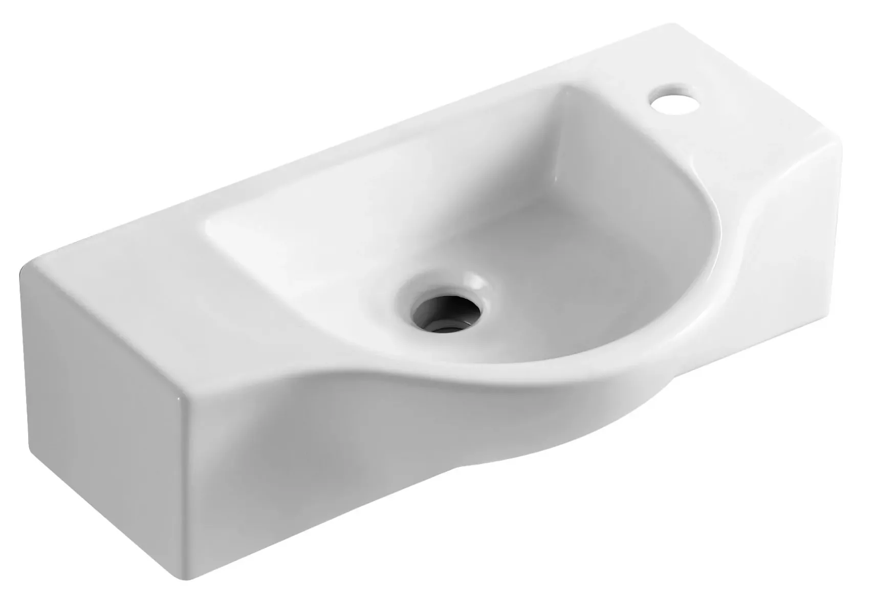 ALFI brand 17.75" x 9.88" Rectangle Wall Mount Porcelain Bathroom Sink, White, 1 Faucet Hole, ABC114