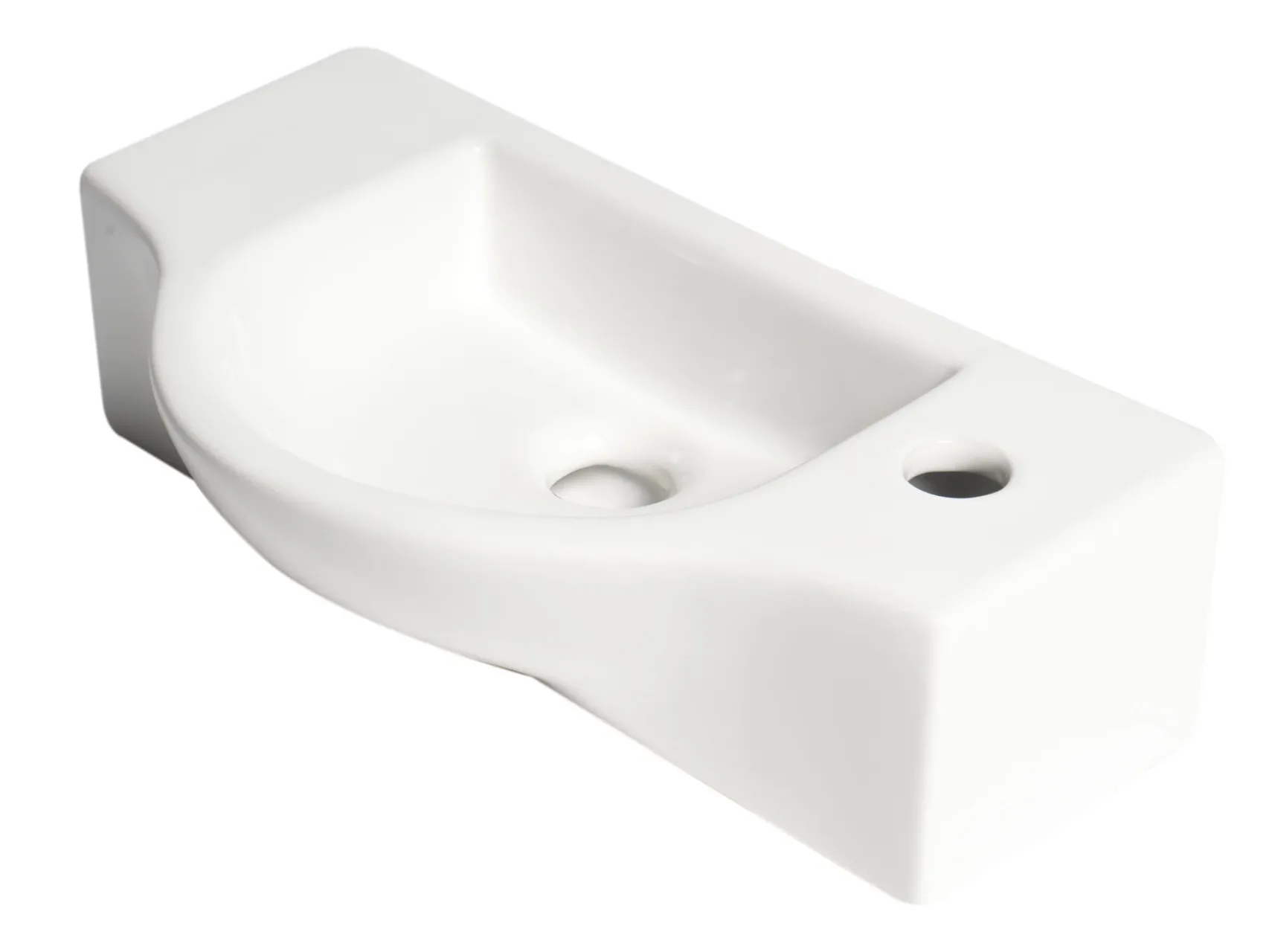 ALFI brand 17.75" x 9.88" Rectangle Wall Mount Porcelain Bathroom Sink, White, 1 Faucet Hole, ABC114